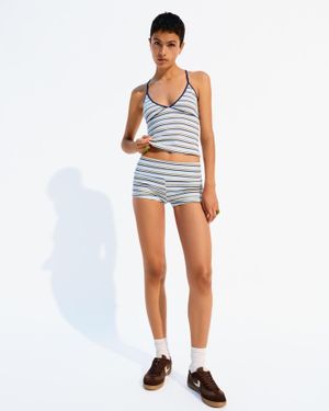 Bershka Shorts With Turn-Up Waistband - White
