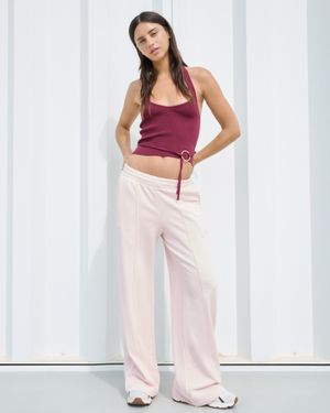 Bershka Wide Leg Sweatpants - Pink