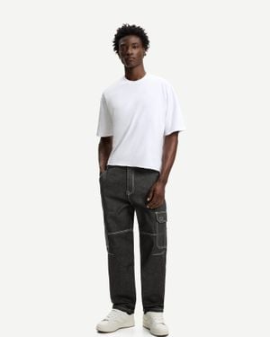 Bershka Baggy Cargo Jeans - White