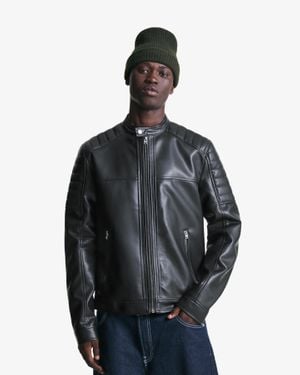 Bershka Leather Effect Jacket - Black