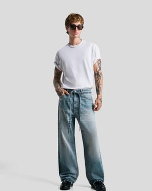 Bershka Baggy Jeans With Belt - Blue