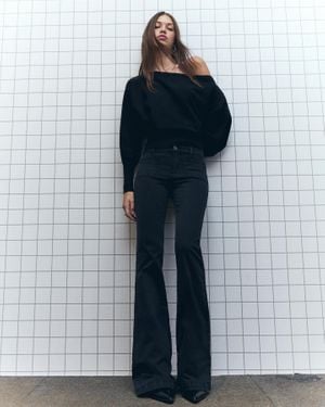 Bershka Flared Pants With Pocket Flaps - Blue