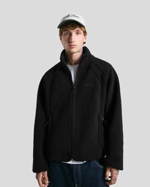 Bershka Faux Shearling Jacket - Black