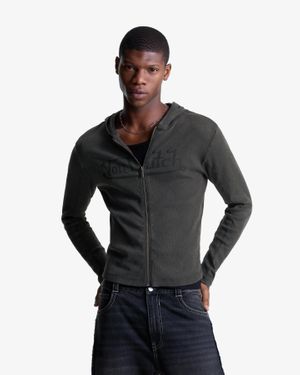 Bershka Von Dutch Zip-Up Sweatshirt - Black