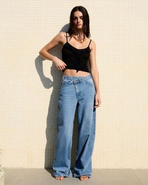 Bershka Ruffled Tank Top - Blue