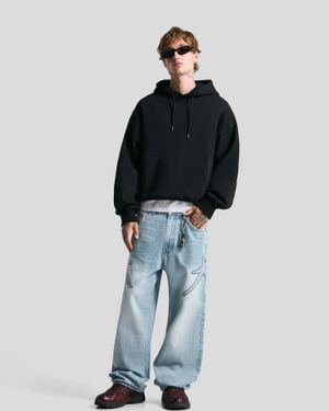 Bershka Embroidered Baggy Jeans - Blue