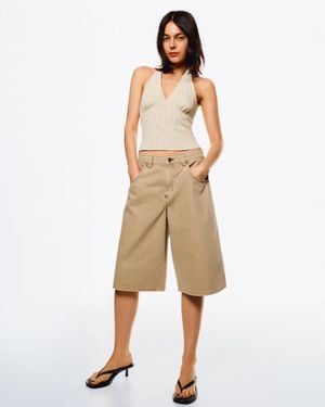 Bershka Bermuda Jorts - Natural