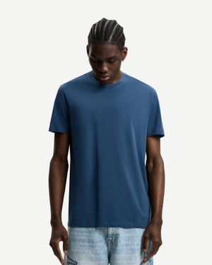 Bershka Basic Short Sleeve T-Shirt - Blue