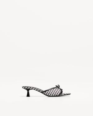 Bershka Kitten-Heel Mule Sandals - White