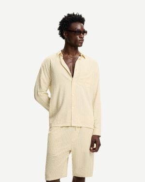 Bershka Striped Long Sleeve Shirt - Natural