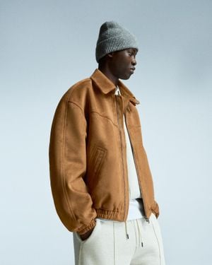 Bershka Faux Suede Jacket - Brown
