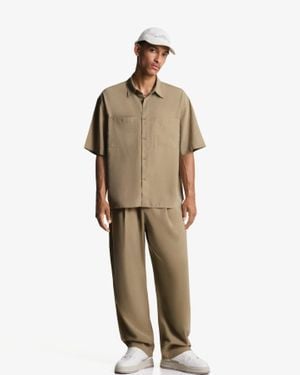 Bershka Baggy Sweatpants - Natural