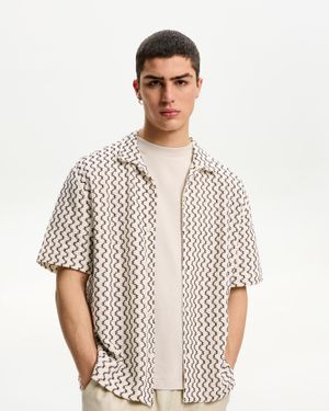 Bershka Rustic Short Sleeve Shirt - White