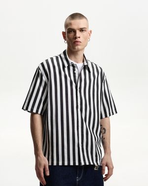 Bershka Short Sleeve Relaxed Fit Shirt - White