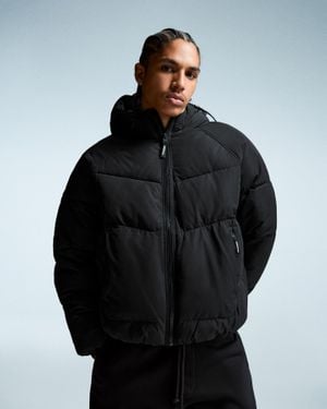 Bershka Hooded Puffer Jacket - Black