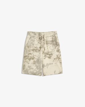Bershka Oversize Printed Bermuda Shorts - Natural