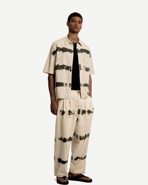 Bershka Super Baggy Tie-Dye Pants - Natural