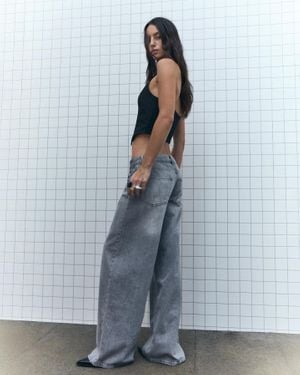 Bershka Low-Rise Wide-Leg Jeans - Blue