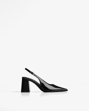 Bershka Block Heel Slingback Shoes - White