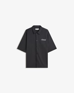 Bershka Embroidered Short Sleeve Shirt - Black