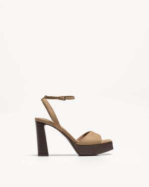 Bershka High-Heel Platform Sandals - White