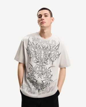 【BERSHKA】Contrasting Ribbed Trims T-Shirts ベルシュカ Short sleeve T-shirt with contrasting ribbed trims - T