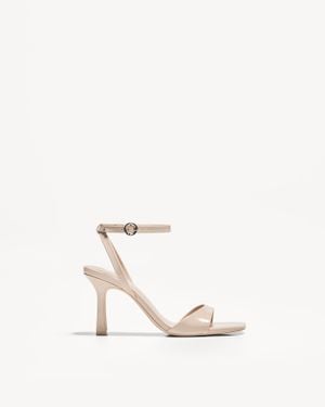 Bershka High-Heel Sandals With Ankle Strap - Natural