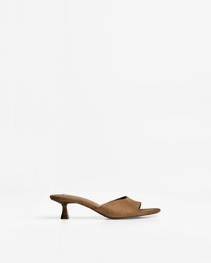 Bershka Kitten-Heel Mule Sandals - White