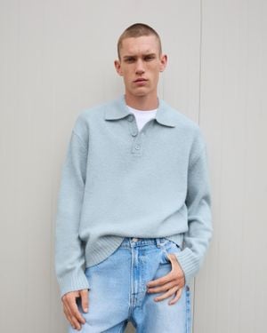 Bershka Sweater With Polo Collar - Blue
