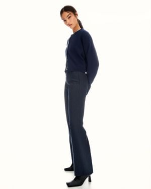 Bershka Low-Rise Boot-Cut Pants - Blue