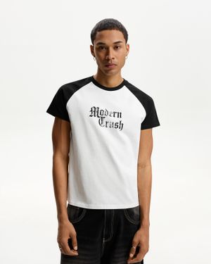 【BERSHKA】Contrasting Ribbed Trims T-Shirts ベルシュカ Short sleeve T-shirt with contrasting ribbed trims - T