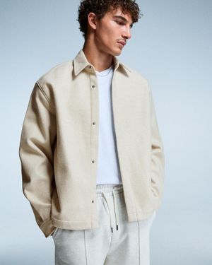 Bershka Boxy-Fit Flannel Overshirt - Blue