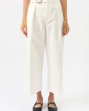 Jil Sander High-Waisted Cotton Trousers - White