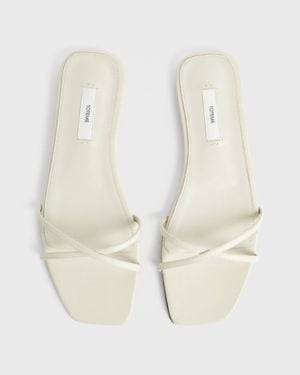 TOTEME Leather Crossover Slides Off - White