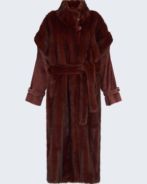 DUCIE Harper Fur Coat - Red