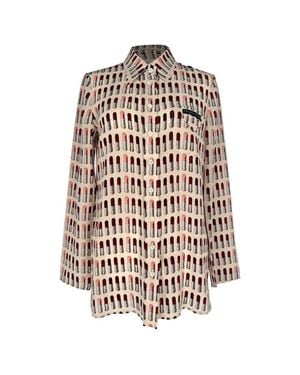 Prada Lipstick-Print Button-Down Shirt - White