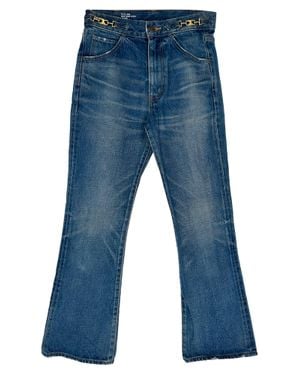 Celine Dylan Triomphe Chain Accent Flared Jeans - Blue