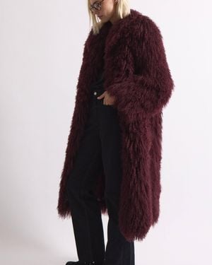 DUCIE Faye Shearling Coat - Red