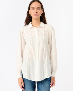 7 For All Mankind Lace Trim Blouse - White