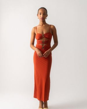 Christopher Esber Crystal Orbit Column Dress - Red