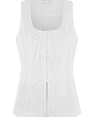 ALIGNE Lupin Linen Tie Waistcoat - White