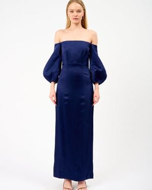 Galvan London Ponza Off-The-Shoulder Dress - Blue