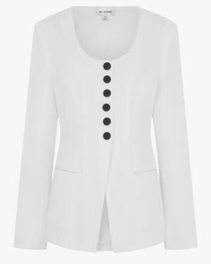 ALIGNE Daphne Scoop Neck Linen Blazer - White
