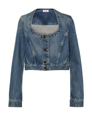 Alaïa Cropped Denim Jacket - Blue