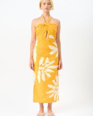 Johanna Ortiz Chiricahua Printed Halter Twist-Front Maxi Dress - Metallic