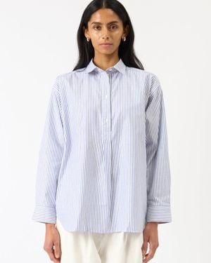 TOTEME Striped Half-Placket Shirt - White