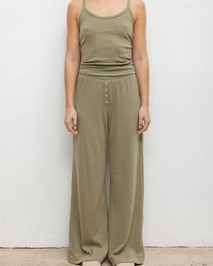 Leset Pointelle Classic Tank Top - Green