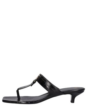 TOTEME The Belted Croco Flip-Flop Heel - Black