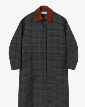 Rohe Suede Collar Check Coat - Black