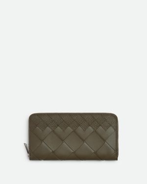 Bottega Veneta Portafoglio Intrecciato Con Zip - Verde